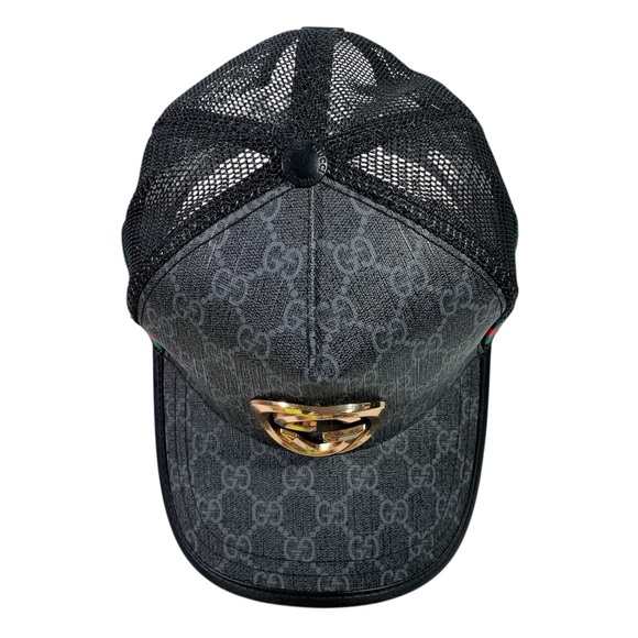 Fashion GG Gray Trucker Style Hat Gold Monogram 
NWT
